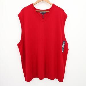Hart Schaffner Marx Sweater Vest Red Men's Extra Fine Merino Wool V Neck 3XB NWT